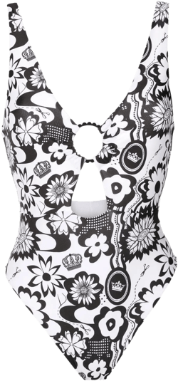 floral-print cut-out swimsuit
