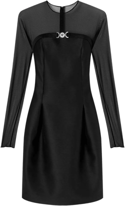 logo-plaque silk dress
