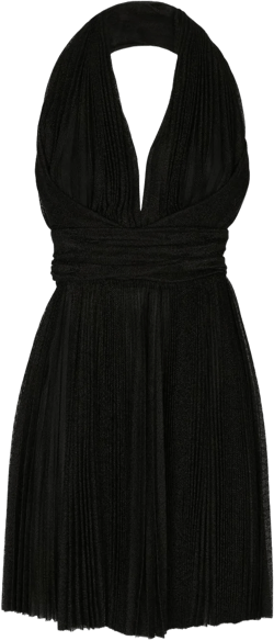 plissé halterneck minidress