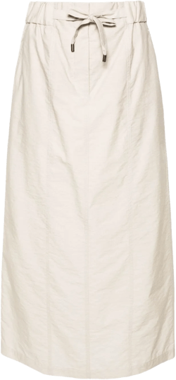 drawstring seamed midi skirt