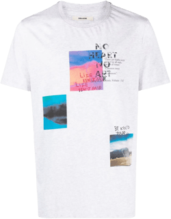 graphic-print mélange-effect T-shirt