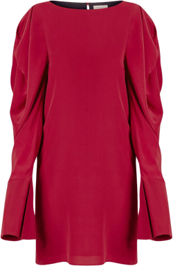 ruched-sleeve silk mini dress