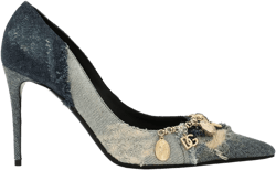 charm-embellished denim pumps