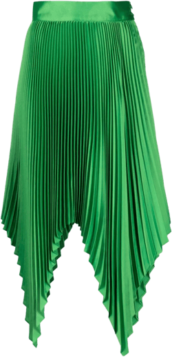 fully pleated asymmetric skirt