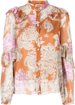 floral-print ruffled blouse