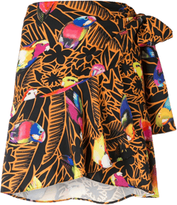 paneled print wrap skirt