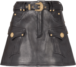 belted leather miniskirt