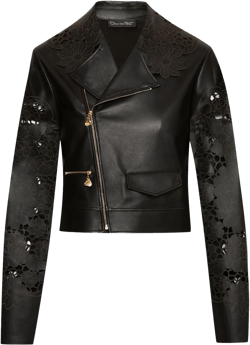 laser-cut floral leather jacket