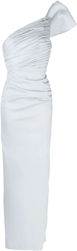 Olive bow-detailing ruched dress