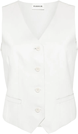single-breasted leather waistcoat