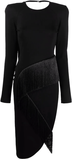 panelled long-sleeved midi dress