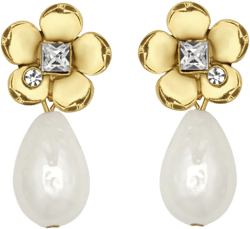 Flower Pearl drop earrings
