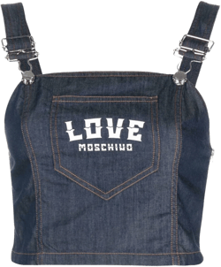logo-print denim top 