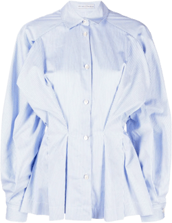 gathered-waist cotton shirt