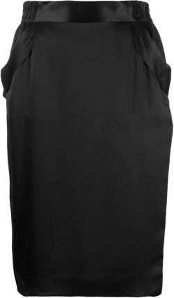 satin-finish silk pencil skirt