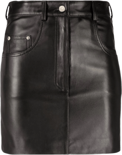 five-pocket leather mini skirt