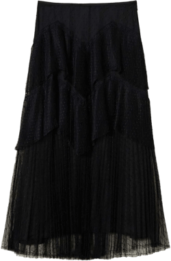 pleated tiered skirt