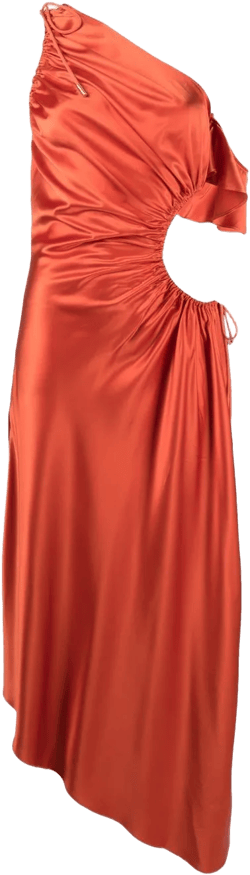 one-shoulder gathered-detail dress