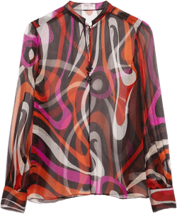 wave-print silk blouse 