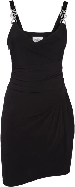 logo-plaque V-neck minidress