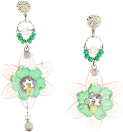 floral asymmetric drop earrings