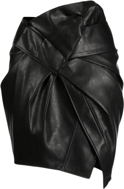 asymmetric faux-leather pleated miniskirt