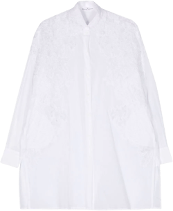 floral-appliqué cotton shirt