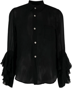 ruffle-detailed semi-sheer shirt