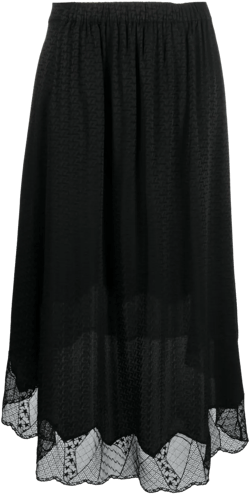 lace-trim silk skirt