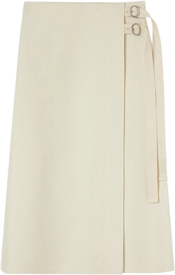 wrap-design wool midi skirt