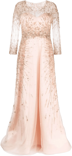 Canton crepe beaded dress