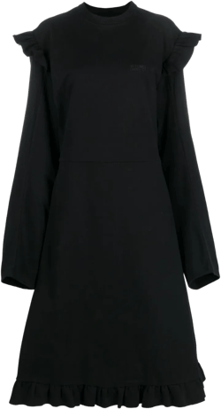 ruffle-detail midi dress