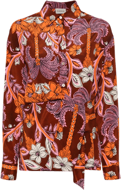 floral-print silk shirt