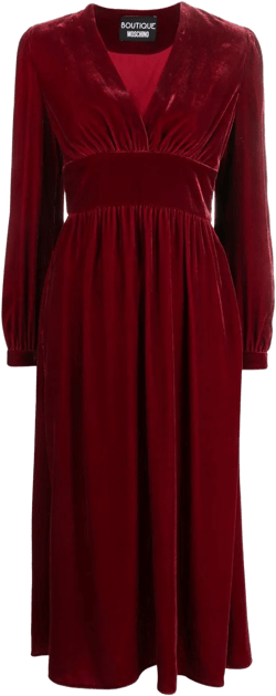 V-neck velvet midi dress