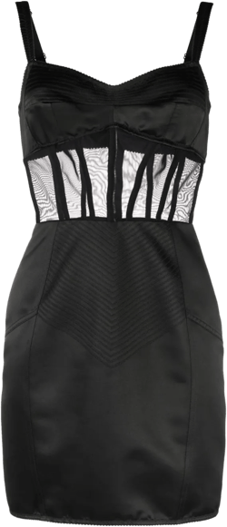 panelled silk-satin corset dress
