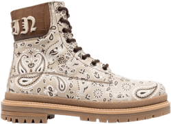 paisley-print leather ankle boots