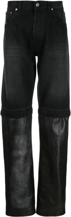 bleach-panel straight-leg jeans