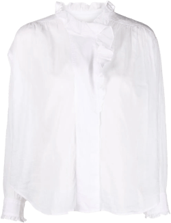 ruffled high-neck blouse