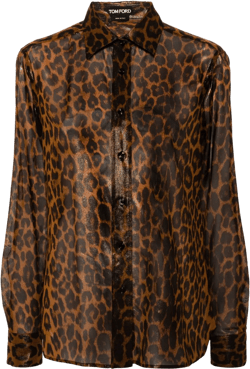 leopard-print silk shirt