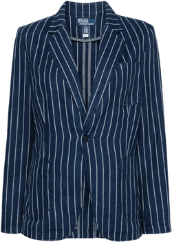 Linen-cotton Pinstripe Blazer In Blue