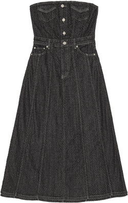 Fluffy denim midi dress