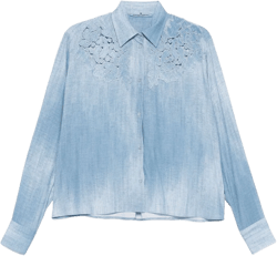 floral-appliqué shirt
