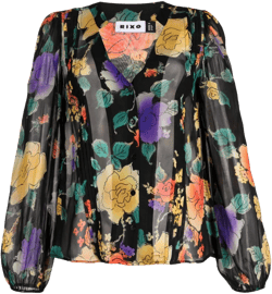 semi-sheer floral-print blouse