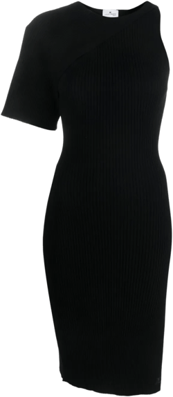asymmetric ribbed-knit midi dress