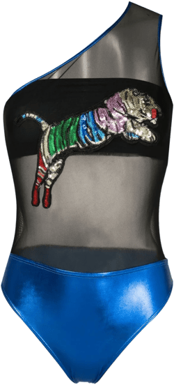Carnaval/Festival sequin-embellished one-shoulder swimsuit