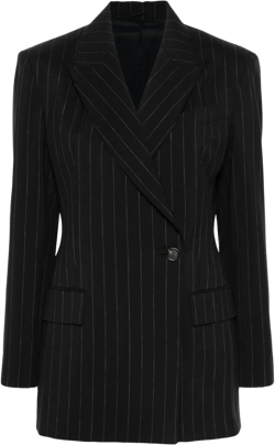 Pinstripe-pattern Blazer In Black