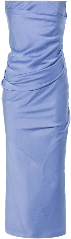 strapless satin draped dress