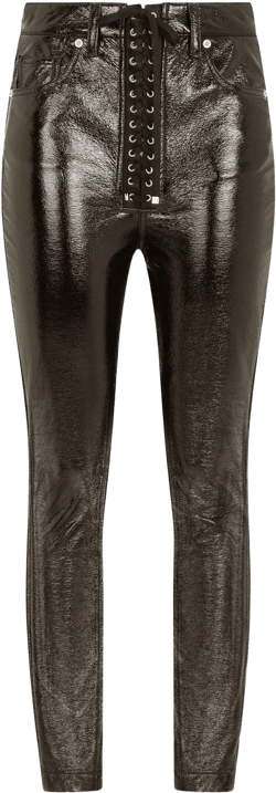 eyelet-detail coated skinny jeans