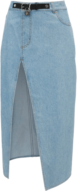 asymmetric denim midi skirt
