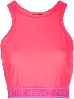 logo-jacquard jersey crop top